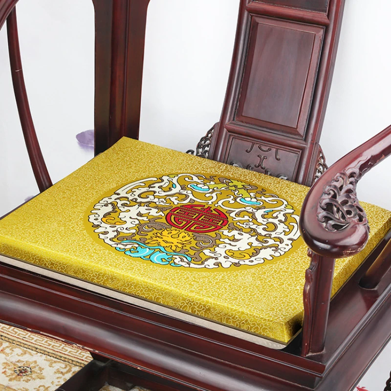 新中式红木家具织锦缎椅垫坐垫沙发太师椅餐椅圈椅垫家用防滑