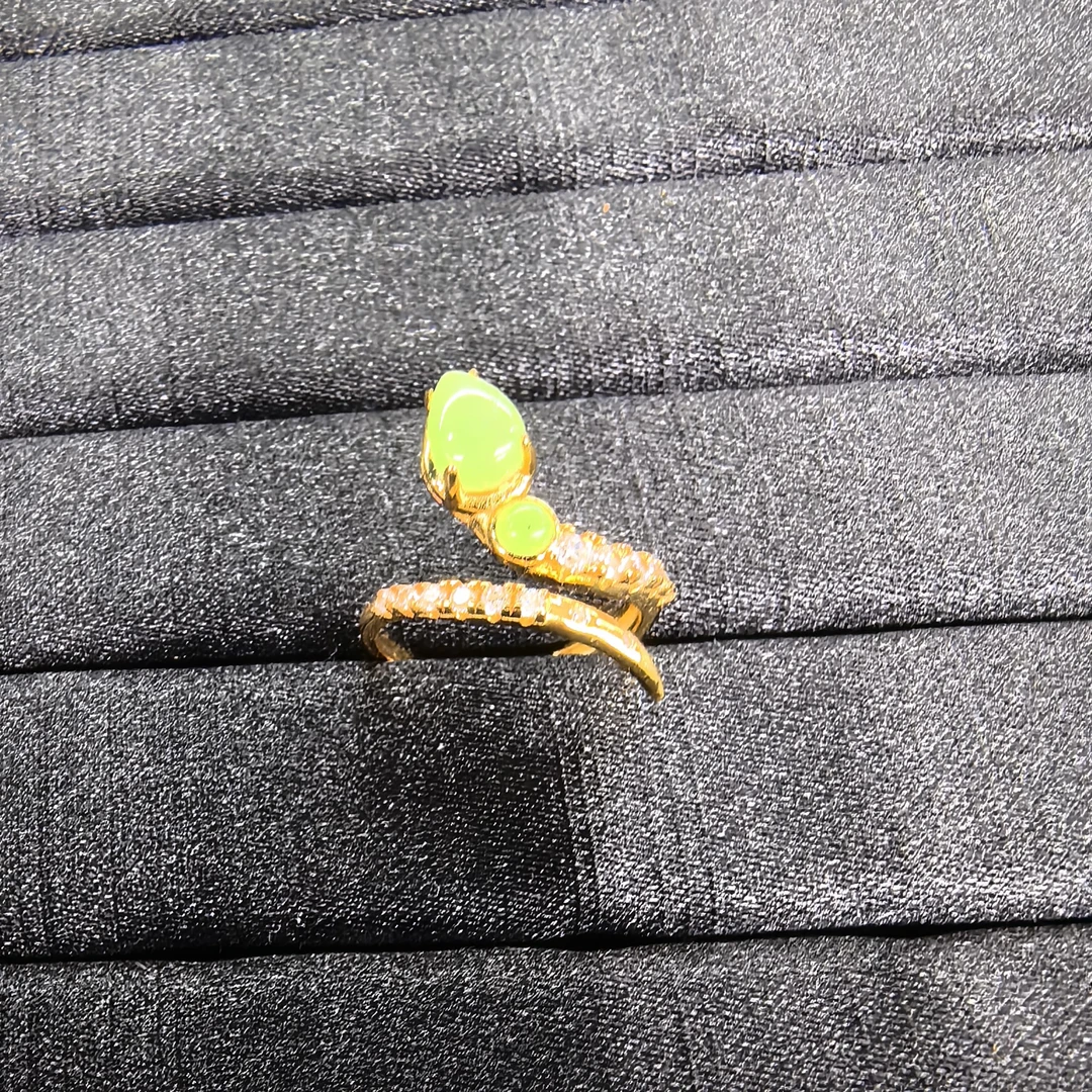 【何姐聊收藏】天然和田玉碧玉复古气质戒指 开口戒 YS0710074