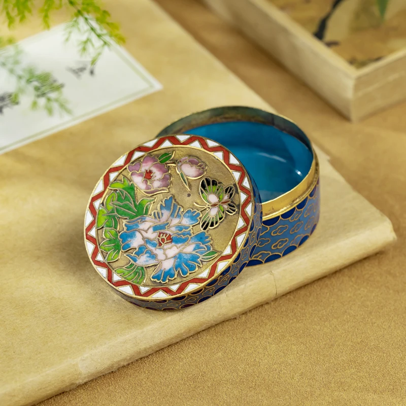 首饰展示架 【何姐聊收藏】蝴蝶花纹盒蓝盒子摆件 1730809