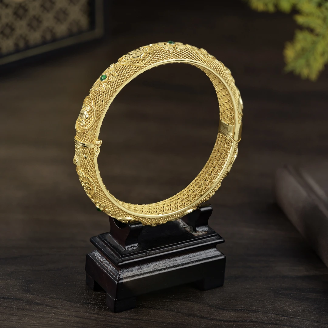 【何姐聊收藏】古法花丝翡翠S925银镶贵气典雅手镯 YS0460557