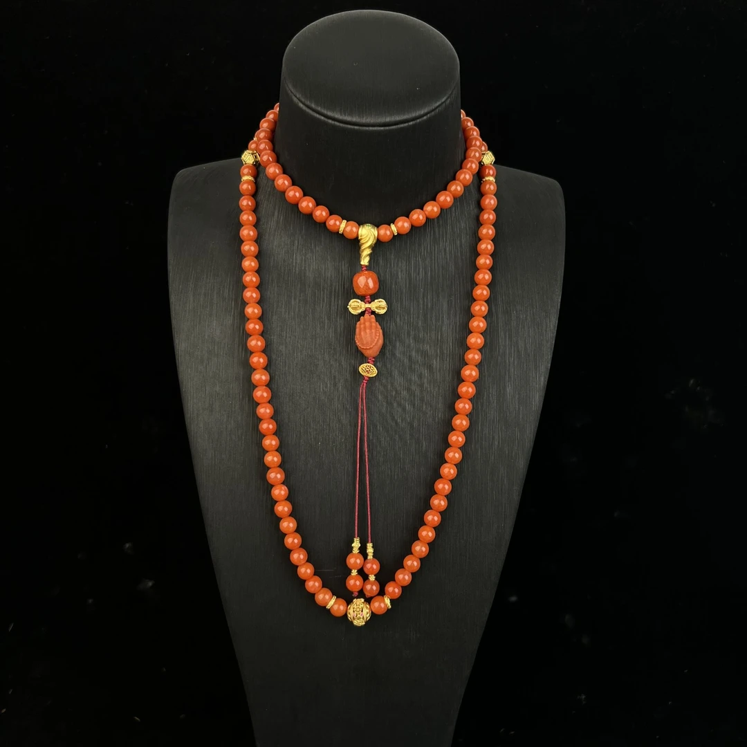 【何姐聊收藏】南红玛瑙新中式国风108颗项链复古毛衣链 YS0440895