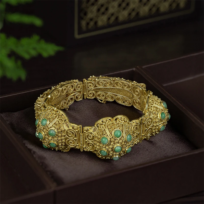 【何姐聊收藏】花丝银翡翠手链 14004183