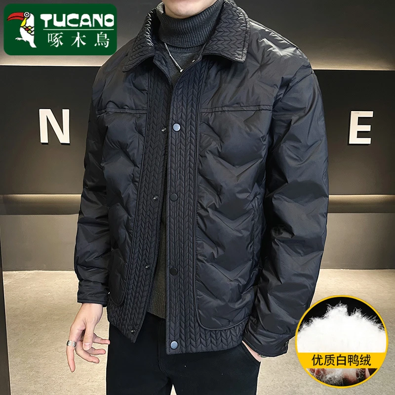 TUCANO/啄木鳥男士短款羽绒服优质白鸭绒轻薄保暖翻领夹克外套潮.