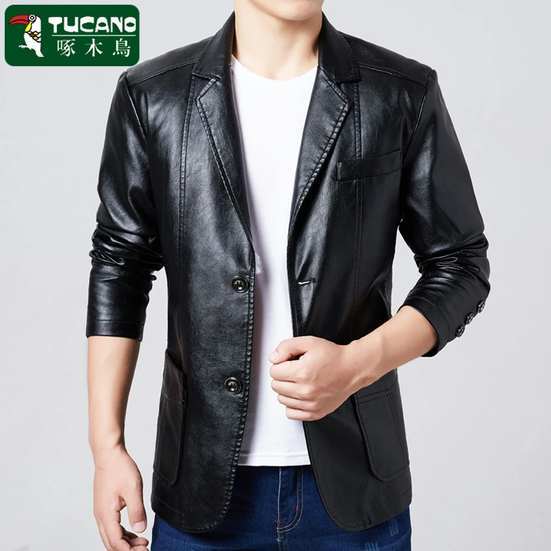 TUCANO/啄木鳥冬季新款高档休闲中青年夹克外套时尚潮流皮衣男士