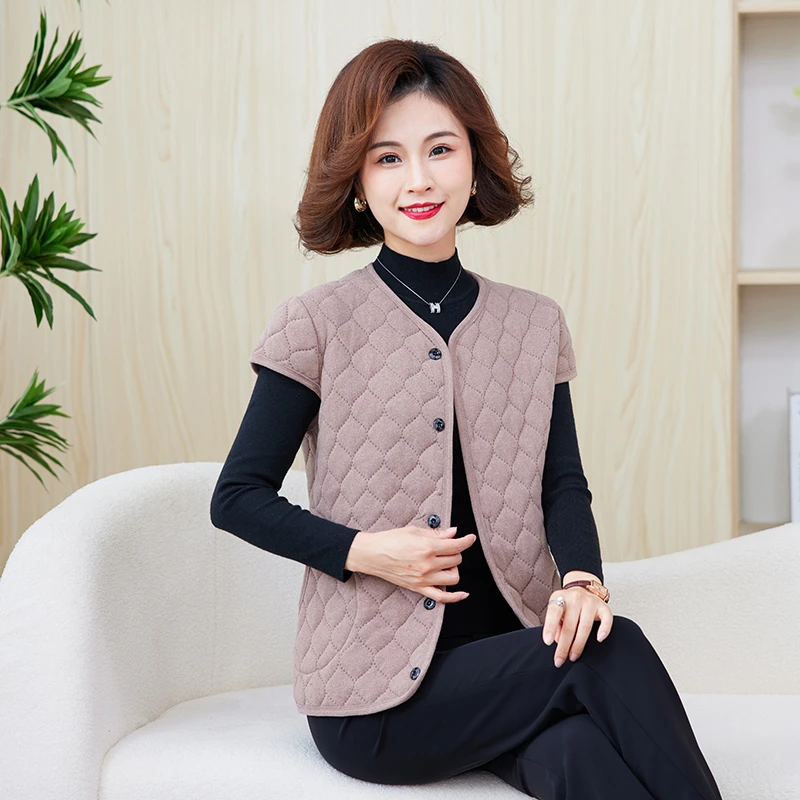 中老年人马甲秋冬装妈妈装短袖背心老年人带袖坎肩洋气小马夹