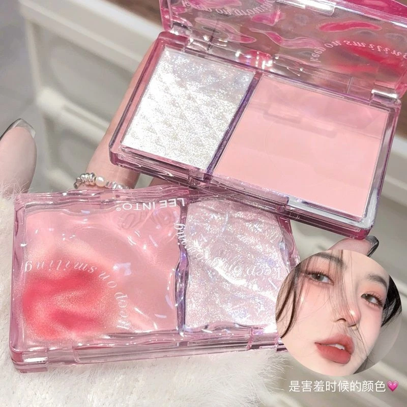 小鱼海棠推荐双拼腮红高光综合一体珠光渐变膨胀自然高光修容盘女