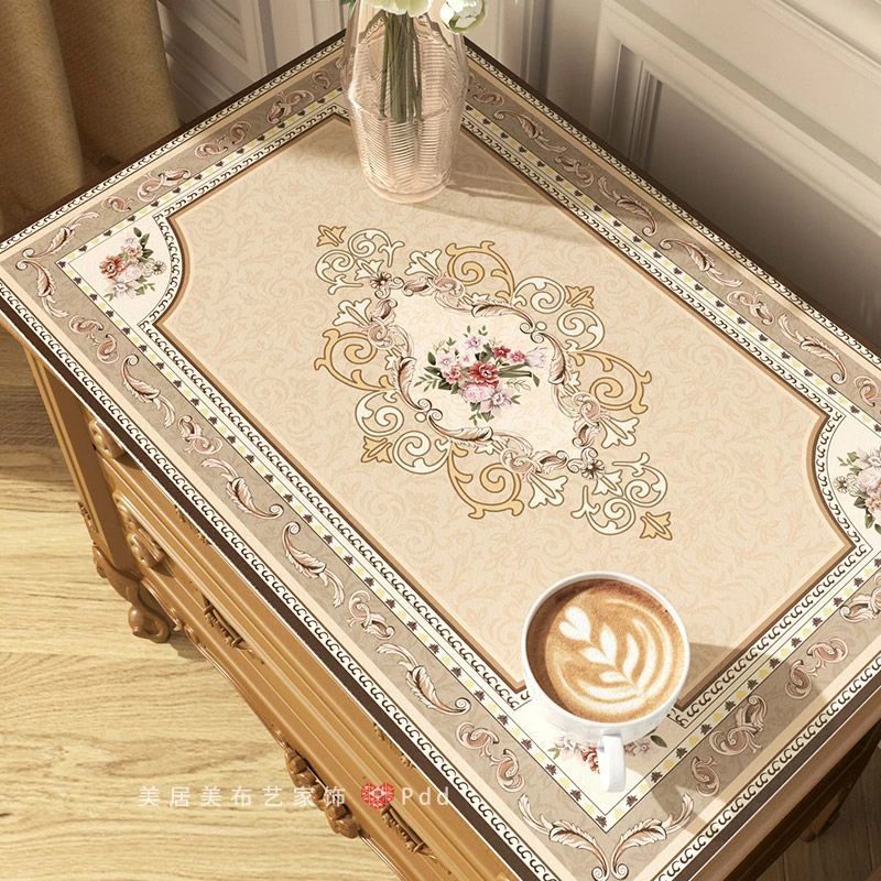 欧式床头柜盖布轻奢高级感防水防油免洗pvc桌垫卧室防尘保护垫子
