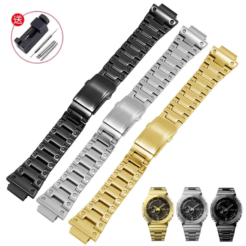 适配卡西欧GM-2100 GM110 GST-B200不锈精钢手表带GM5600树脂硅