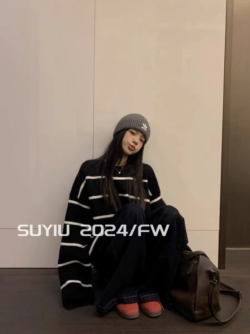 【NIANNIAN+】【大版双色条纹毛衣】