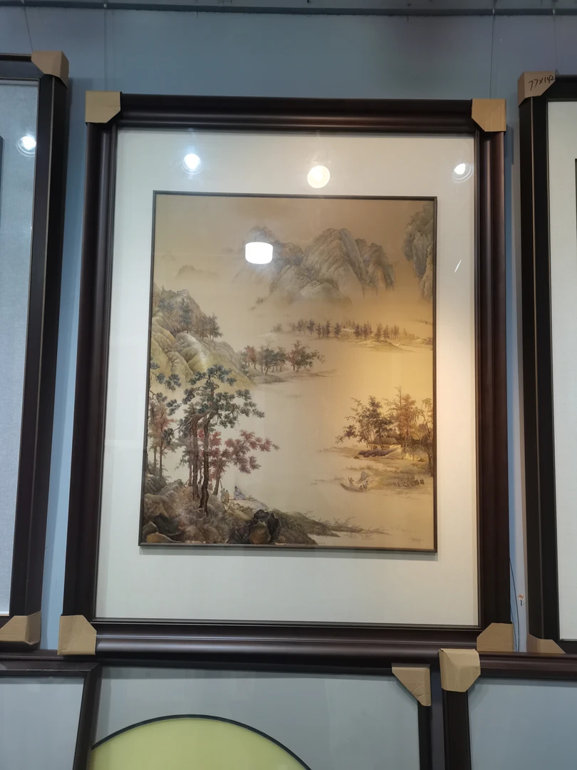 纯手工精品苏绣挂画山水
