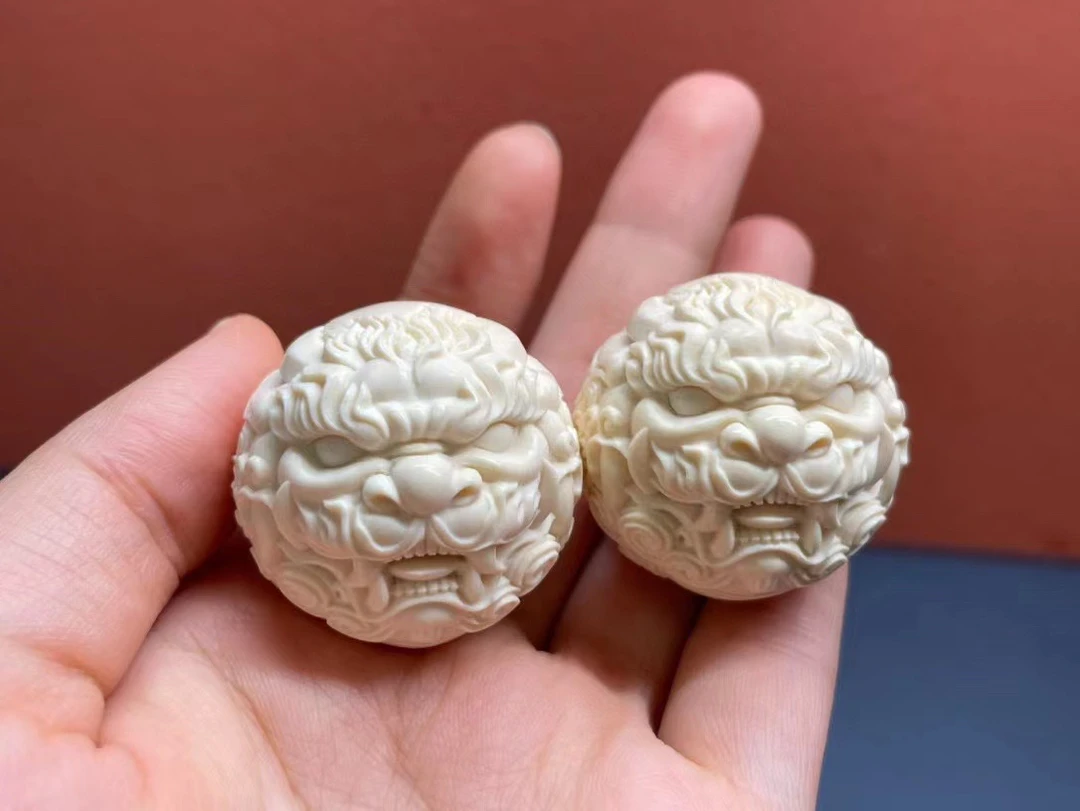 怒目霸王貔貅手球4.8cm一对菩提象牙果创意礼品