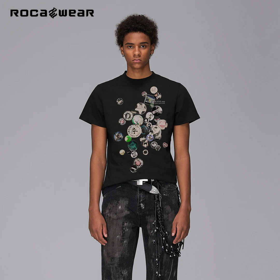 Rocawear美式潮牌防晒凉感速干徽章印花短袖T恤男