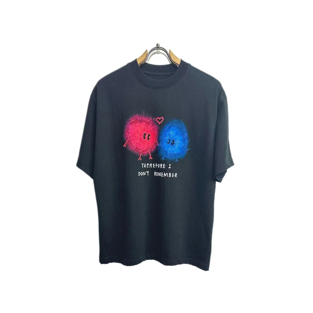 【乄声】设计师款 纯棉手绘趣味卡通小怪兽潮流百搭T恤WS20878款