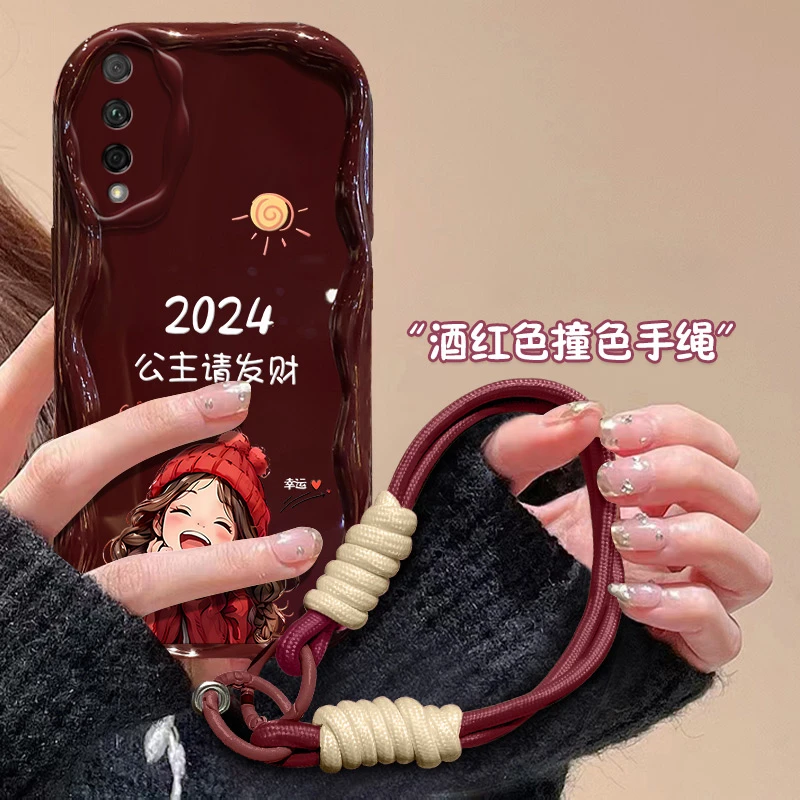 2024公主发财荣耀play3手机壳ASK-AL00x本命年带挂绳软壳硅胶女款
