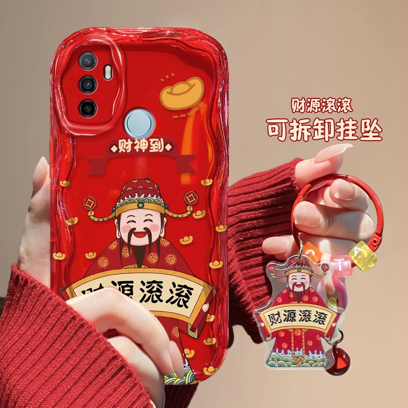 财神到财源滚滚oppoA32手机壳PDVM00新年软壳硅胶保护套女款防摔