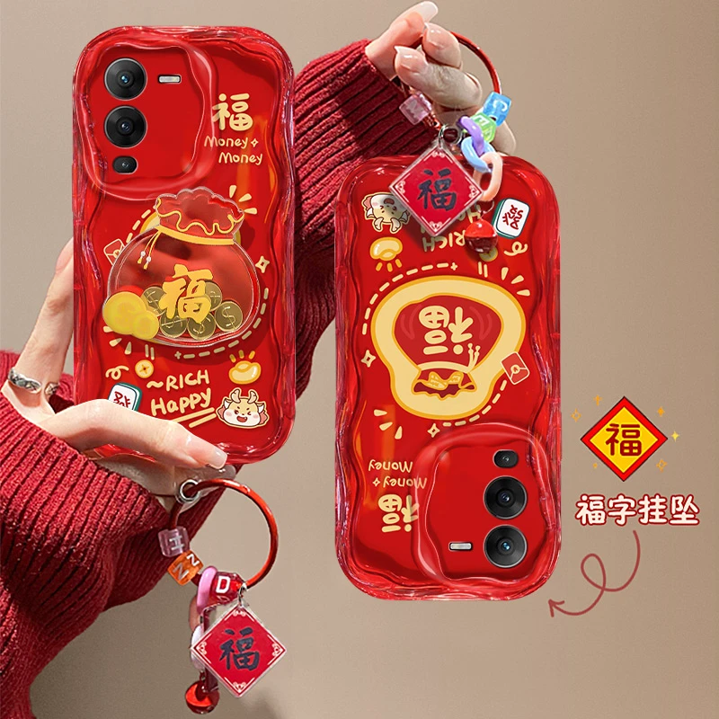 喜庆福袋vivos15手机壳V2203A新年小众简约硅胶防摔新款女款创意