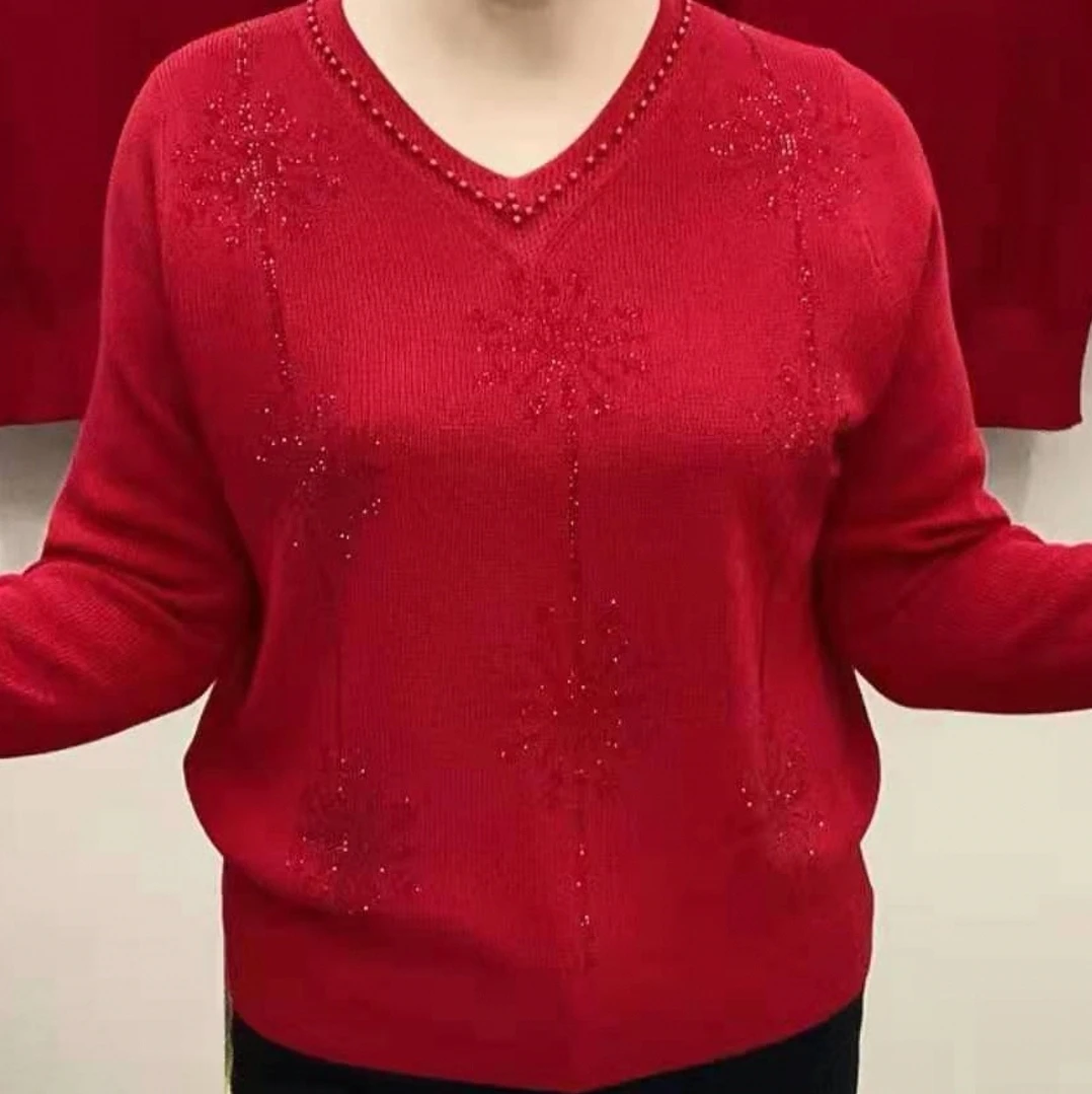 时尚妈妈针织焦麻衫