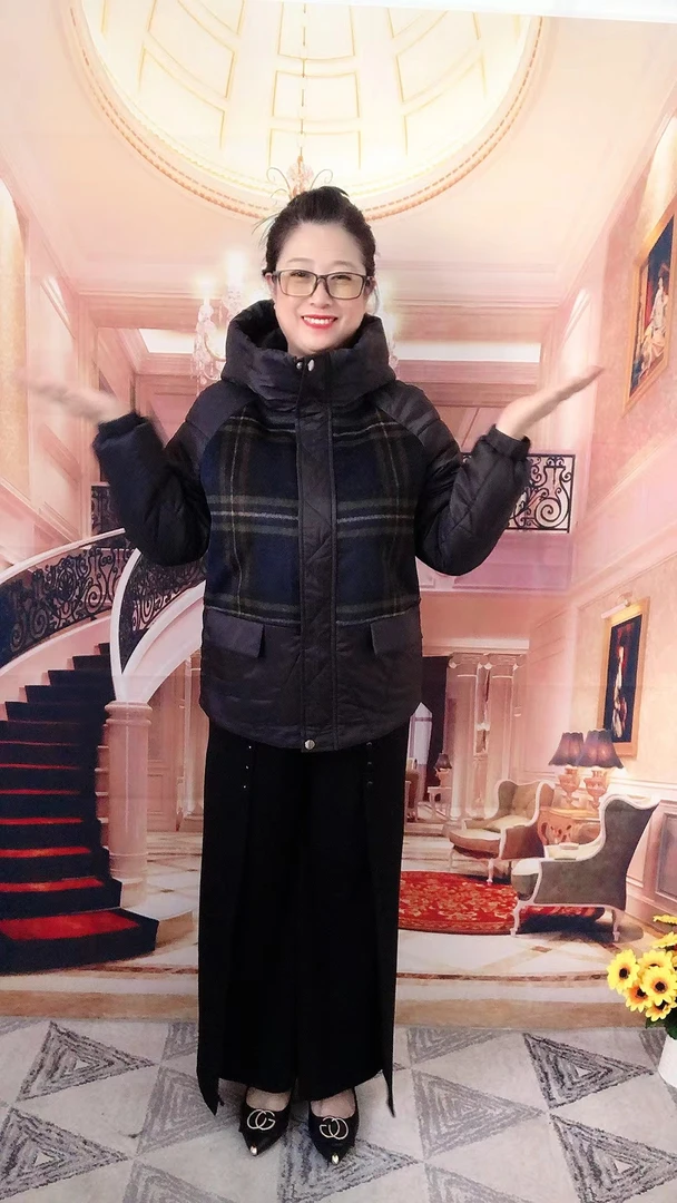 高档帽款拼接小棉袄