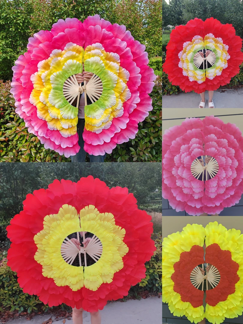 开场牡丹牡丹花双面扇子花瓣跳舞舞蹈广场团体操大花演出秧歌道具