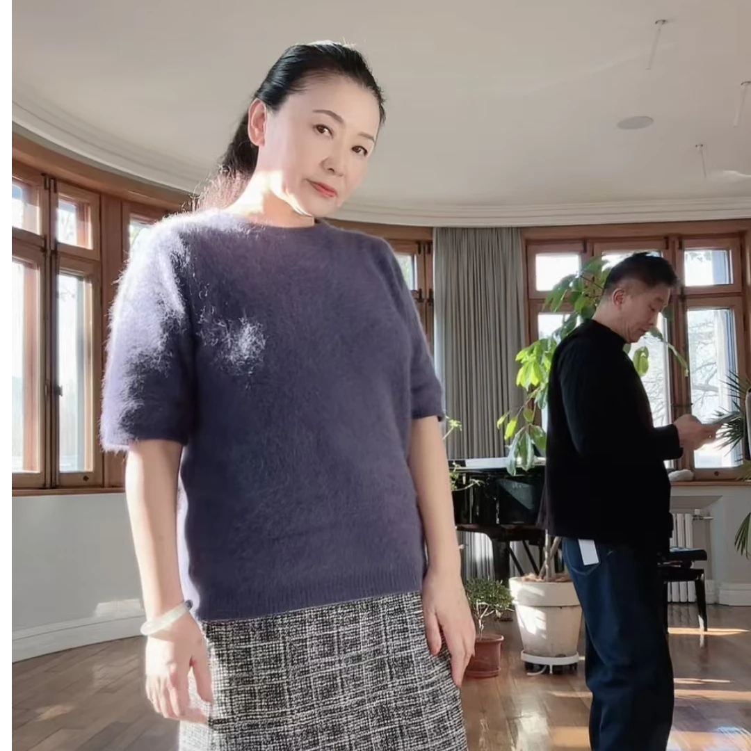 SENSE 24年 紫色小浣熊五分袖套头毛衫