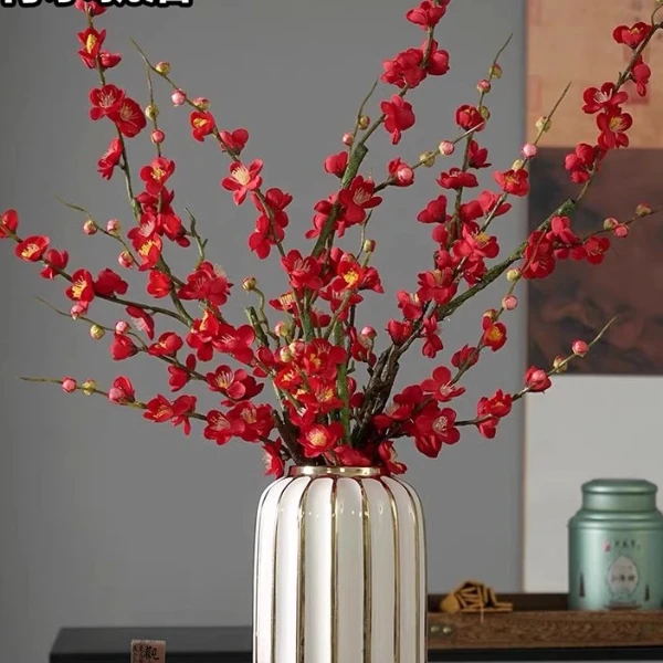 带花苞水培红梅花桃花干枝珍珠李年宵花