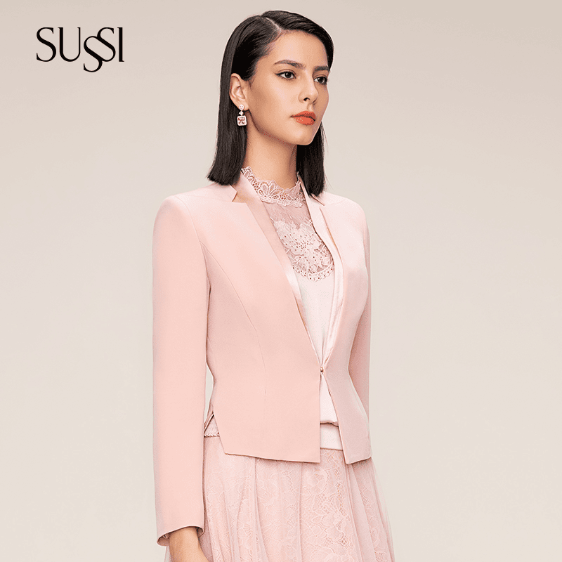 sussi/古色 /秋季新品商场同款粉红V领短外套11AV3160603
