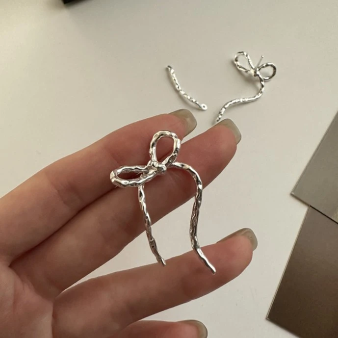 925银耳饰 S925纯银韩版小众设计蝴蝶结耳环设计感简约时尚甜酷