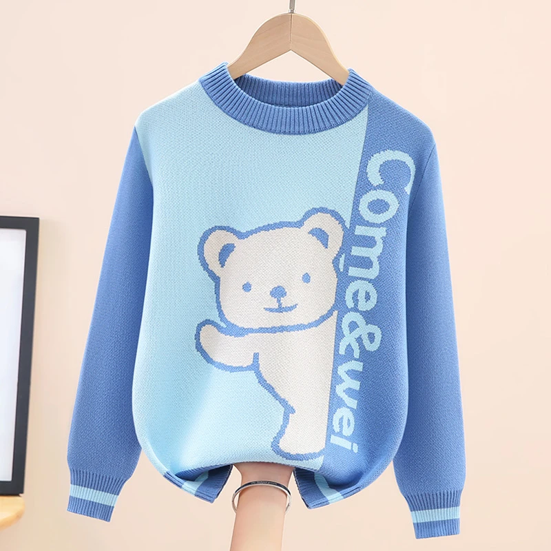 秋冬款新款儿童男童毛衣6-12岁潮款童装打底衫加绒加厚全棉中大童