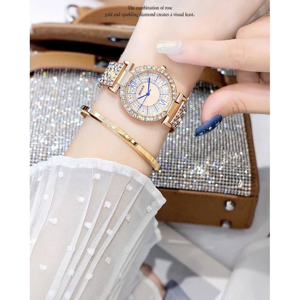 [INRA正品]时尚满钻罗马气质女士轻奢腕表玫瑰金 68008 FL H