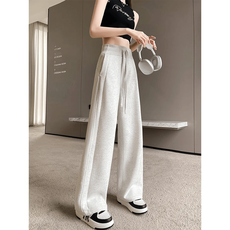 2025新款窄版通勤休闲美式宽松高腰直筒百搭阔腿卫裤显瘦百搭