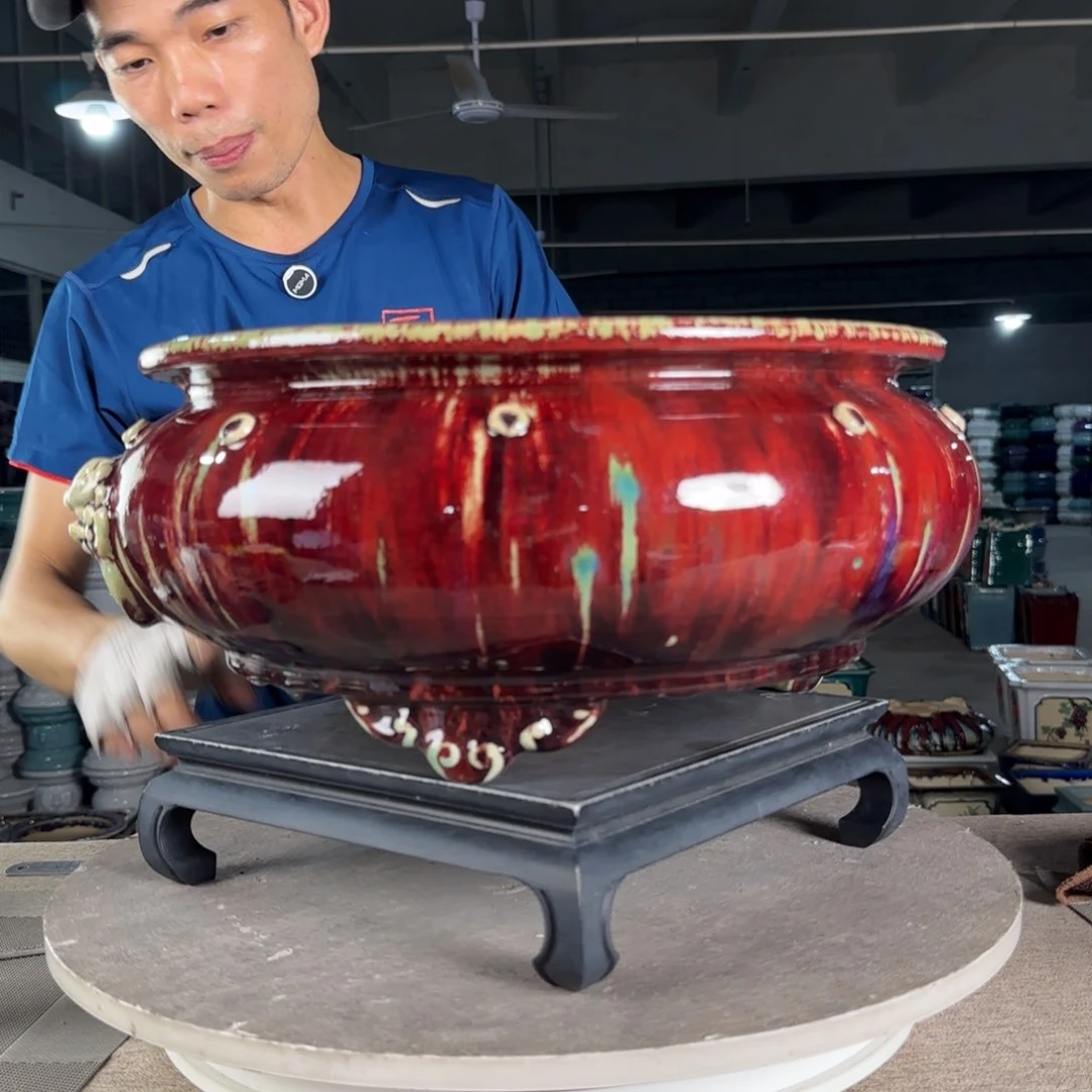 红陶20CM（含）-50CM（不含）一风堂石湾盆陶瓷