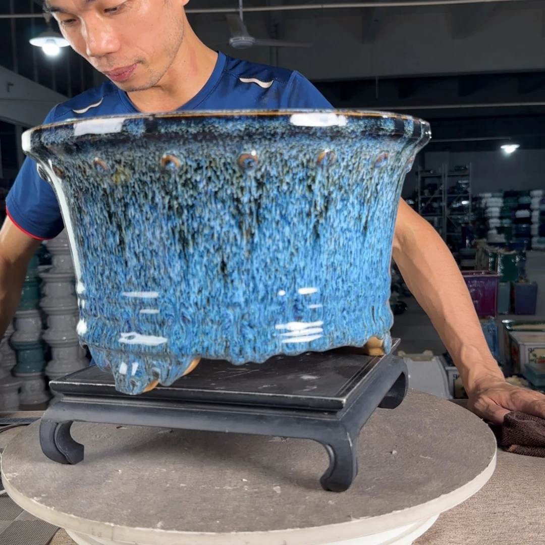 红陶20CM（含）-50CM（不含）一风堂石湾盆 微瑕