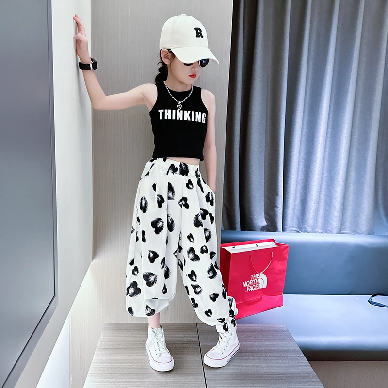 女童夏季清凉防蚊裤套装2025新款中大童洋气背心韩版束脚裤两件套