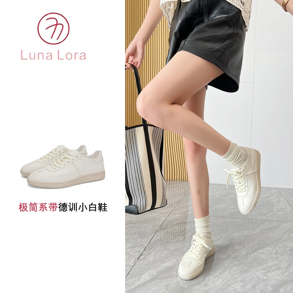 “暴走一万步”极简系带德训小白鞋女士百搭休闲鞋YY37052-5