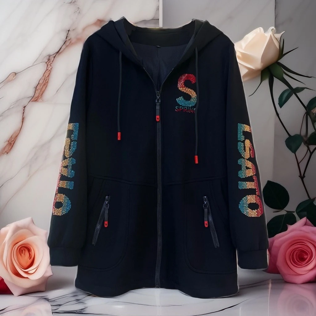 缘格熙秋冬新款百搭韩版上衣时尚休闲宽松长袖连帽女士外套3707