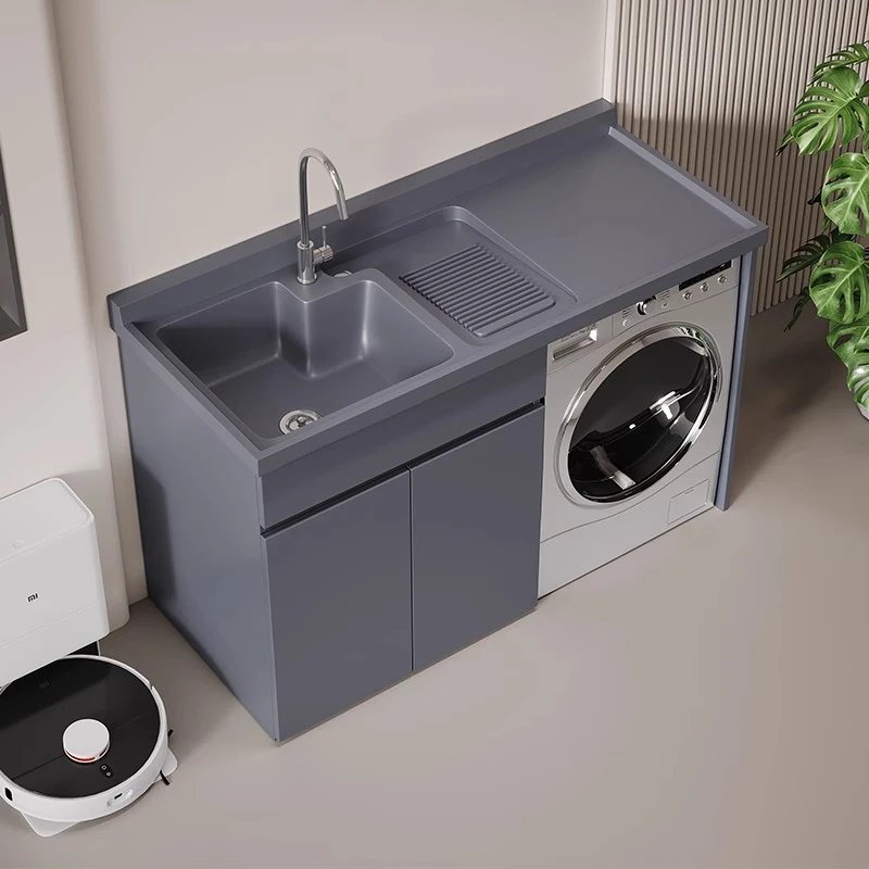 蜂窝铝阳台洗衣机柜定制小户型一体洗衣池台伴侣洗手盆带搓板