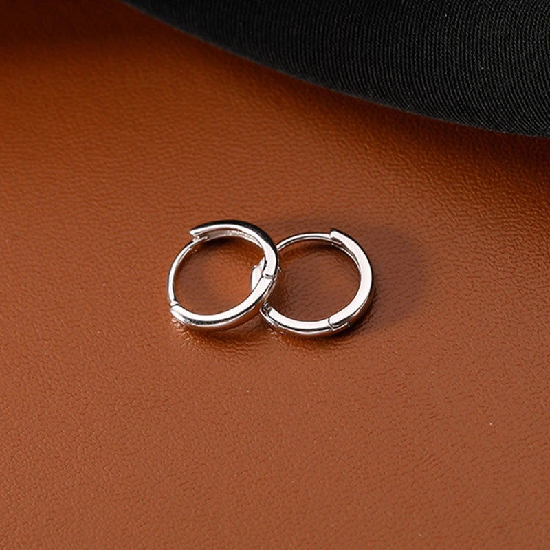 足银耳饰 简约小巧素圈光面圆形耳扣【足银990】