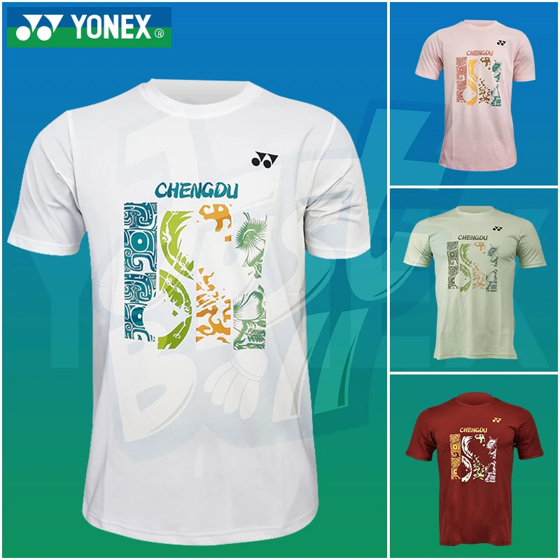 YONEX/尤尼克斯羽毛球服雄起文化衫休闲速干运动T恤
