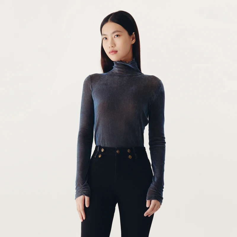 HPLY荷比俪冬季新款女亮感纱高领修身针织衫HYC45610471