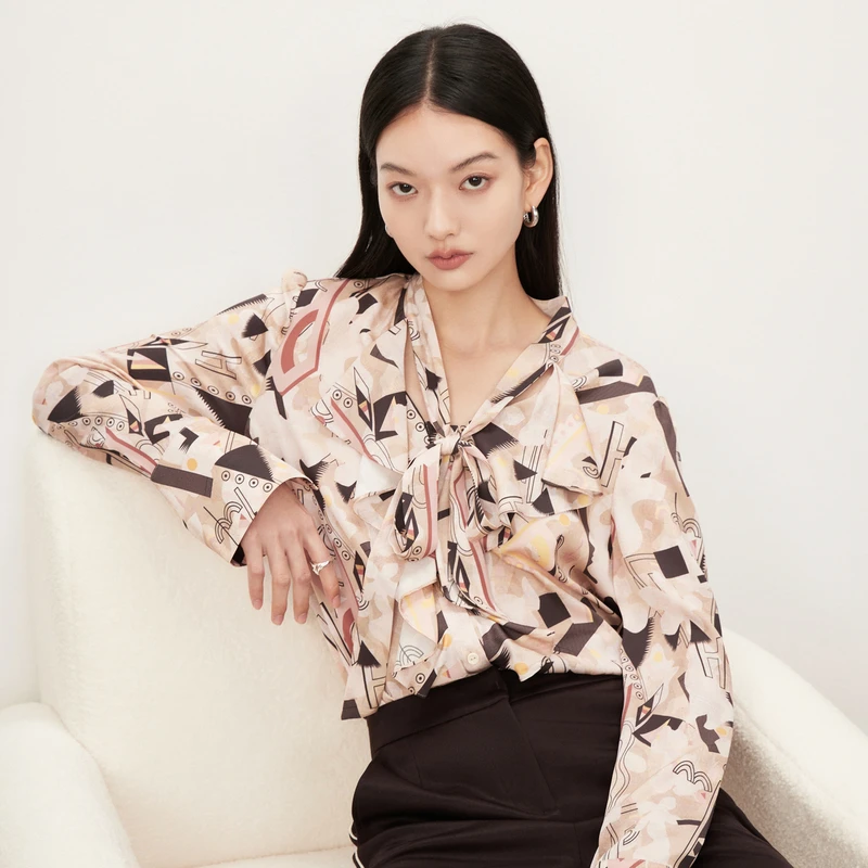 HPLY荷比俪【商场同款】百搭新透气上档次印花摩登衬衫HMD32630297