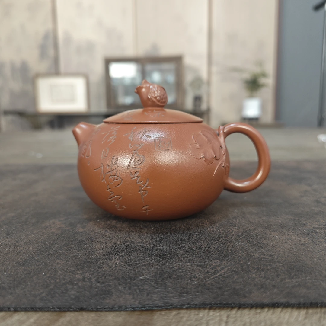 曹海峰制壶，赵仙书画，王开刻绘宜兴原矿名家书画刻绘紫砂壶西施壶