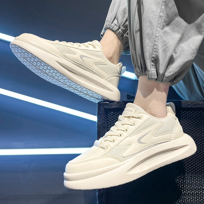 阿甘男鞋2023新款秋季网面小白板鞋百搭厚底学生运动休闲ins潮鞋