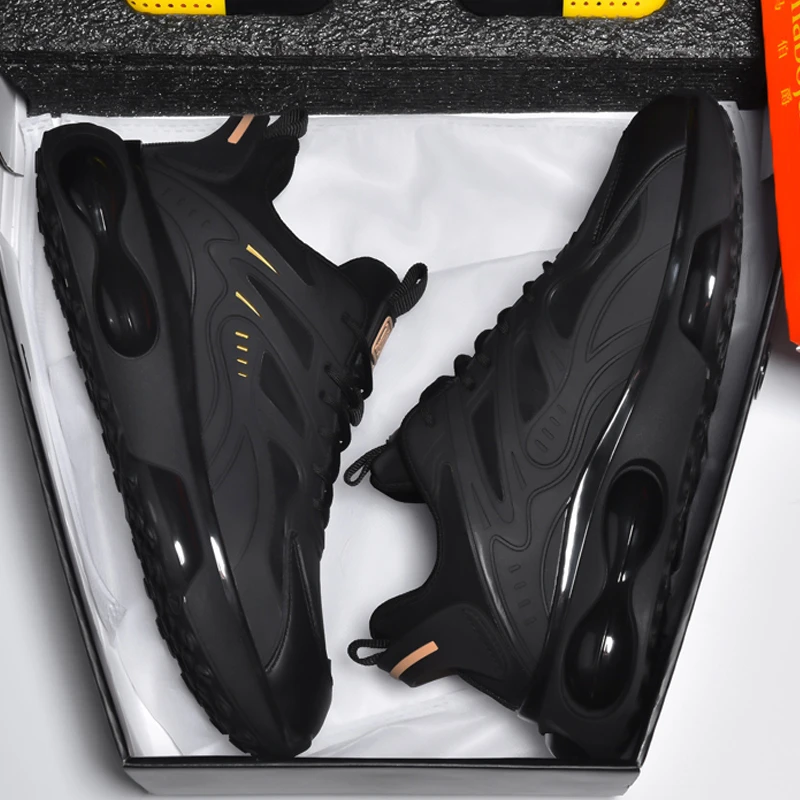 莆田男鞋领跑黑色气垫运动鞋男秋季2023新款跑步鞋男款秋冬