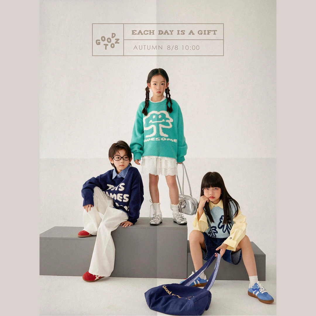 GOODTOZ 8/1【贩卖复古】儿童套头毛织衫阔版男女童雅可绒提花毛衫