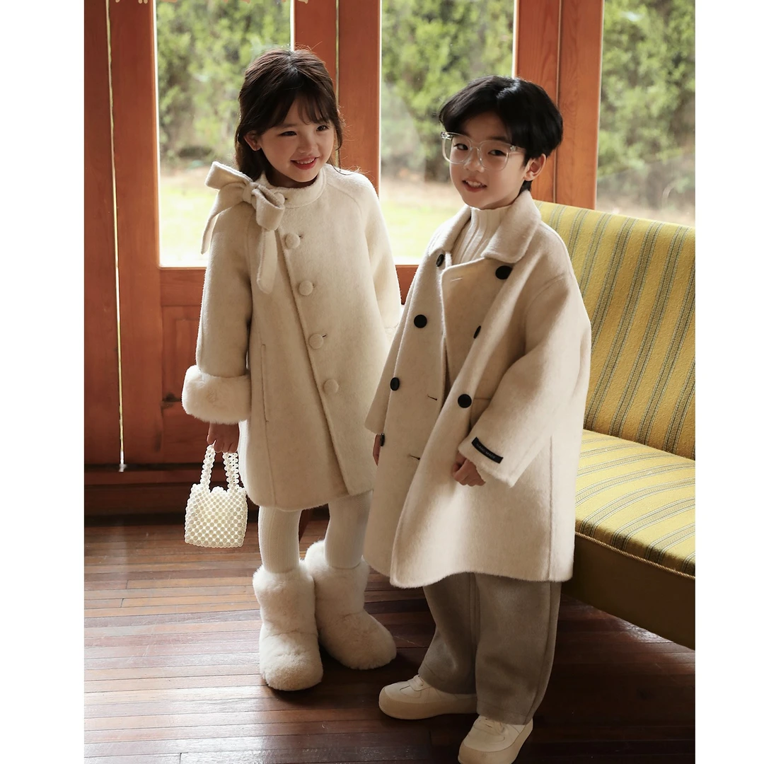 豆几妈【油画双面冬季洋气大衣毛呢】儿童男女童冬装裤子10/2