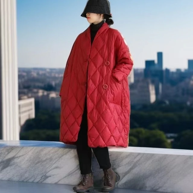 菱形格大码棉服外套新款冬季棉衣东北冬天冬装中长款短款小个子