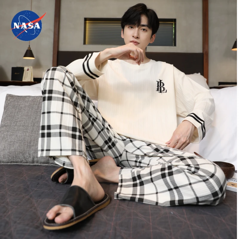 NASAOVER潮牌联名男士睡衣秋季春季男款可外穿春秋季家居服男套装