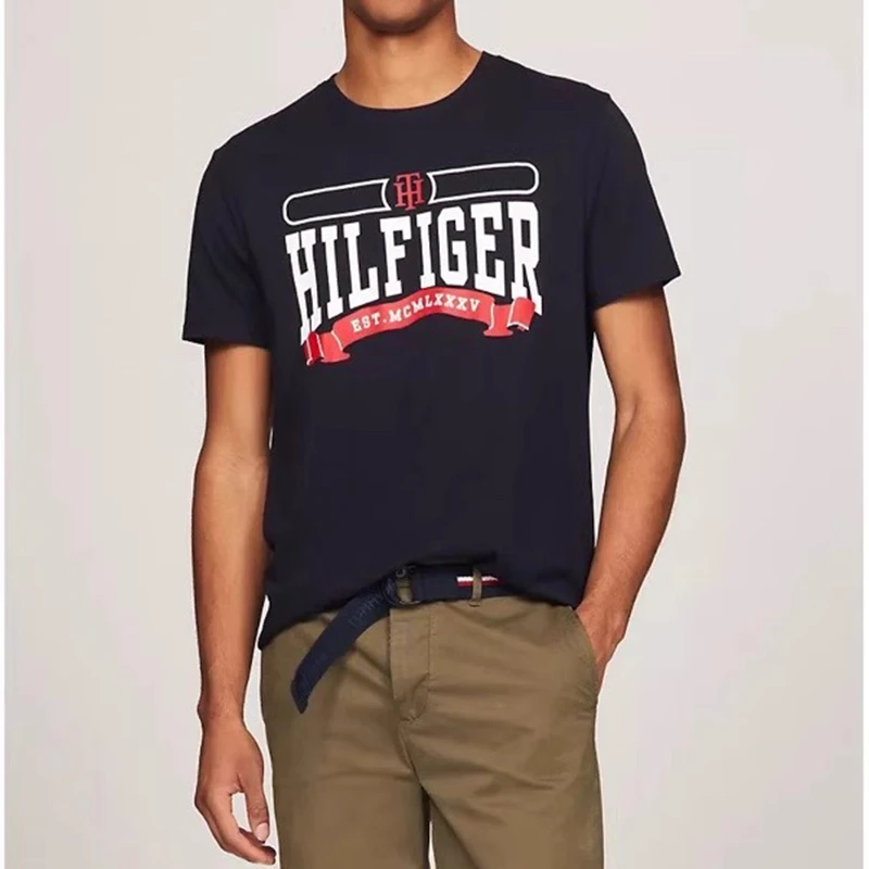 TOMMY HILFIGER男士夏季百搭弧形印花短袖T恤78JA479【香港直邮】