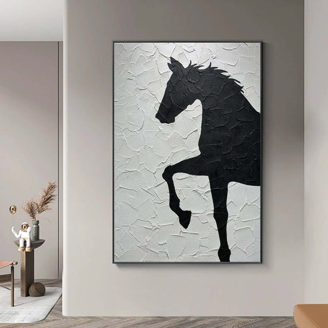 《马到功成》浮雕厚肌理立体纯手绘高档客厅画玄关画升级环保背板