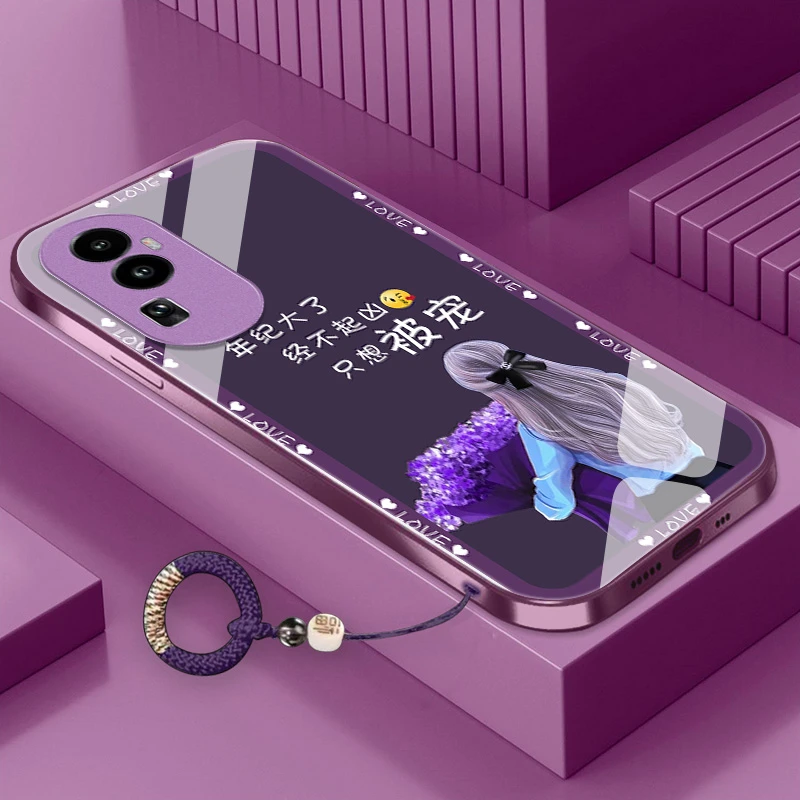 只想被宠OPPOReno10手机壳金属漆玻璃潮牌简约网红防摔创意时尚